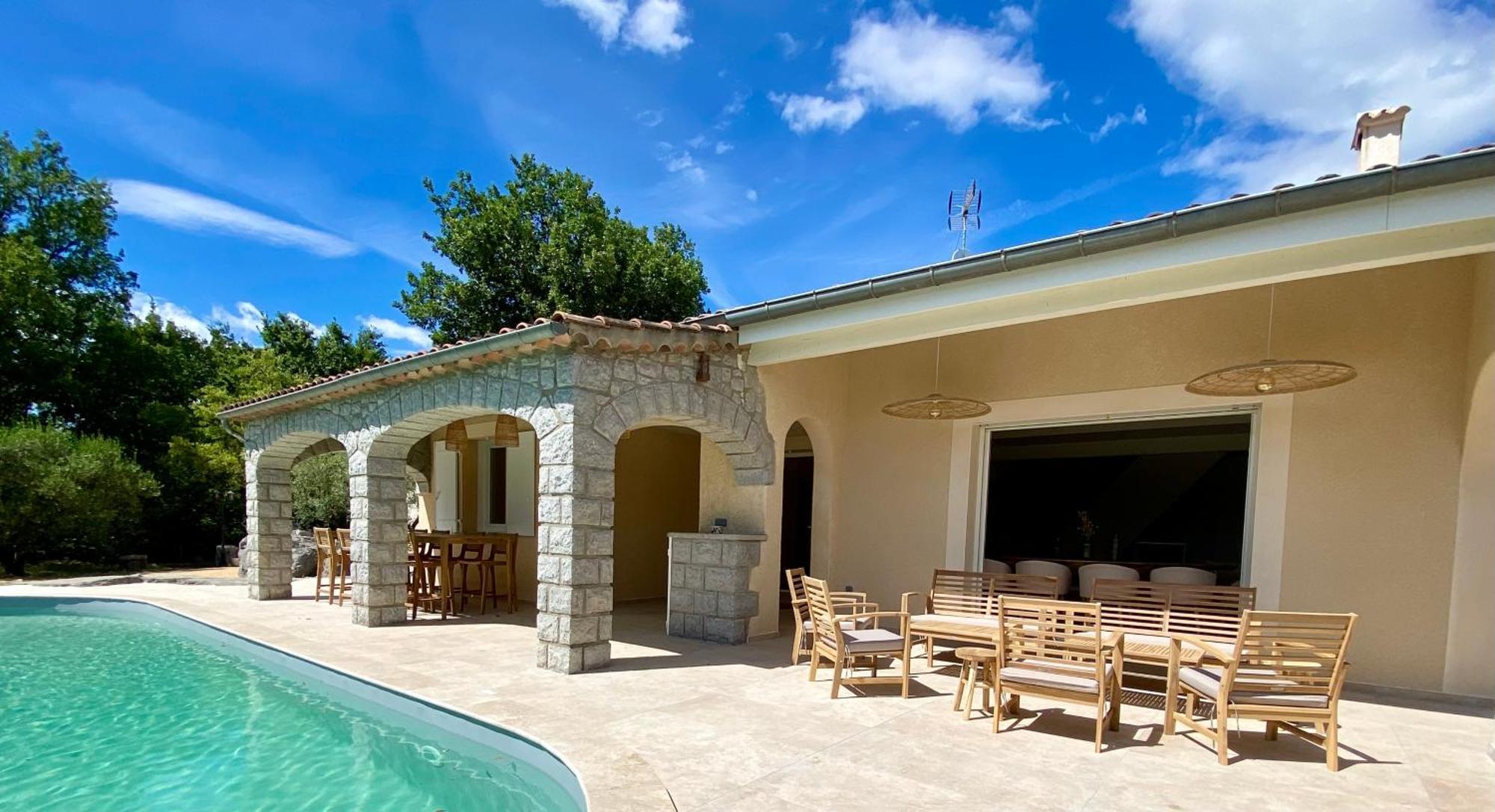 Maison Pour 12P, Piscine A Debordement Chauffee D'Avril A Octobre Inclus Ruoms Eksteriør bilde